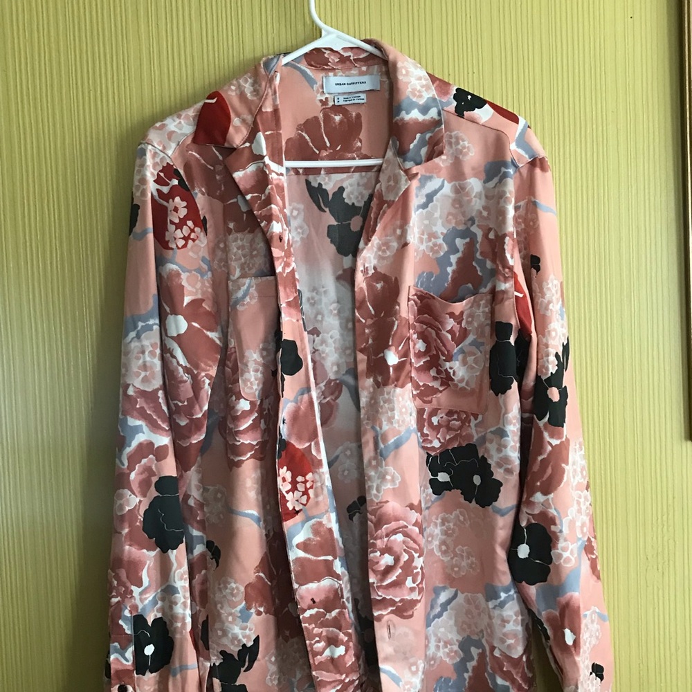 Floral Satin Button Down Shirt